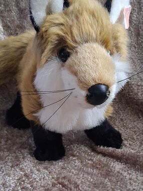 Plush Fox Toy - Brown and White Cuddly Decorative Figure